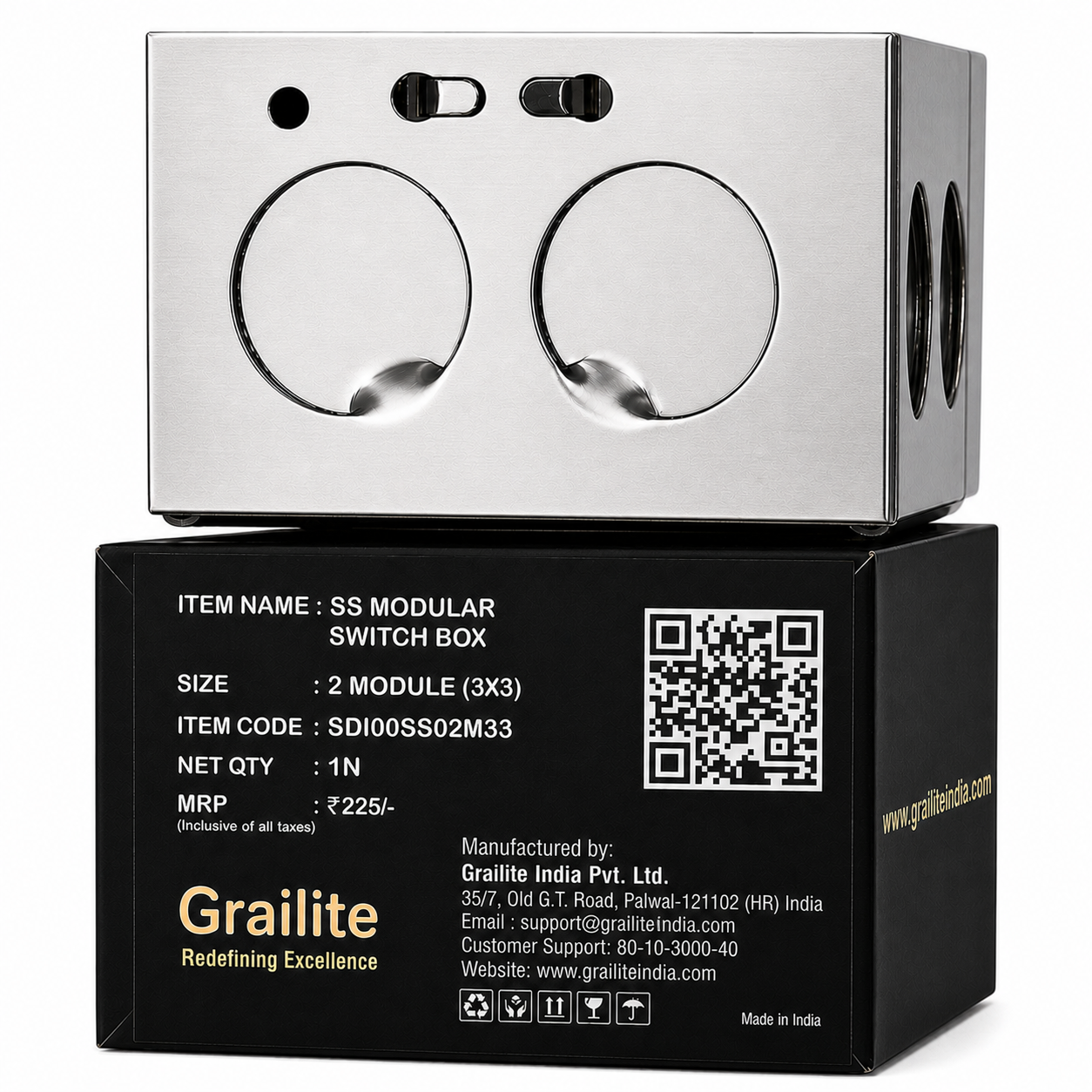 Stainless Steel Modular Switch Box 2M (3X3) - Image 4
